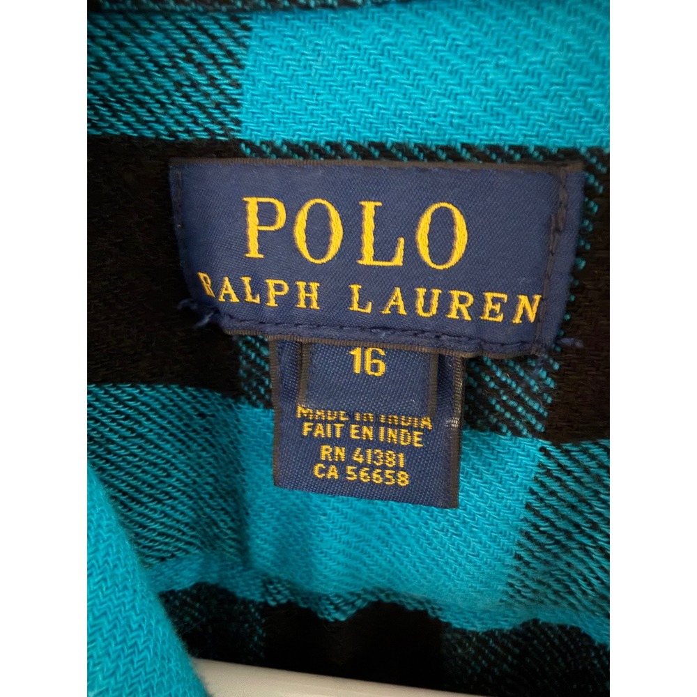 Polo Ralph Lauren Girls Size 16 Buffalo Plaid‎ Flannel Shirt Dress - Picture 4 of 5